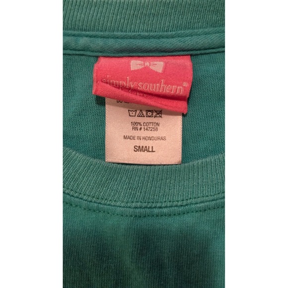 Simply Southern Long Sleeve Graphic Tee Teal Hang With My Dog Floral Small - Picture 13 of 13